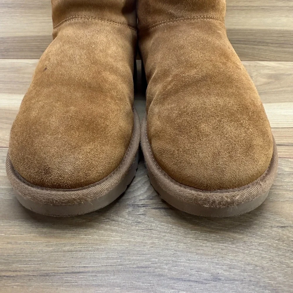 UGG‎ Florence Zip Short Boots Womens 7 Chestnut Suede Shearling Fur Lined